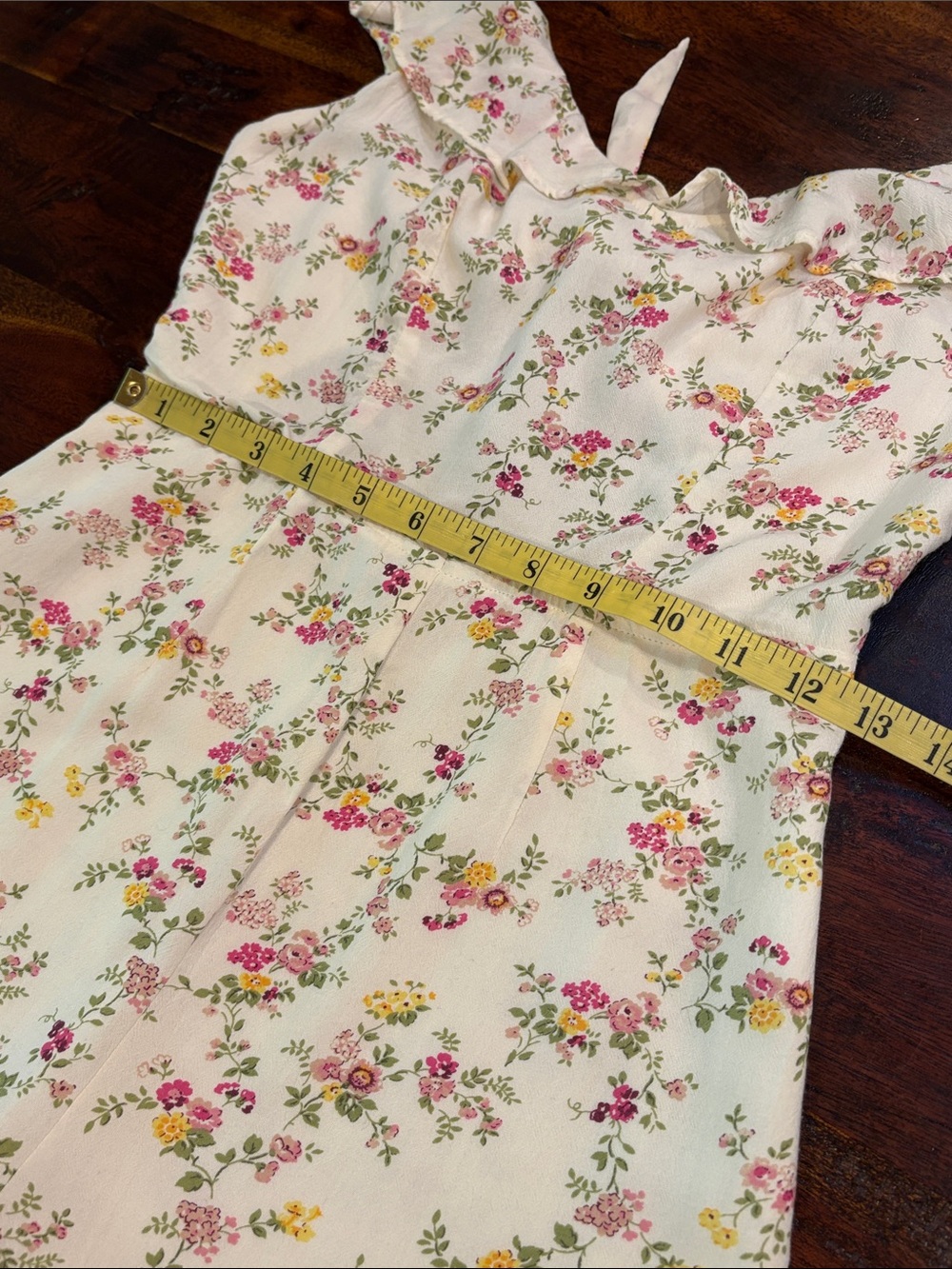Ralph Lauren Denim & Supply Cream Floral Ruffle Tie Back Jumpsuit Romper size 2 - Picture 10 of 12